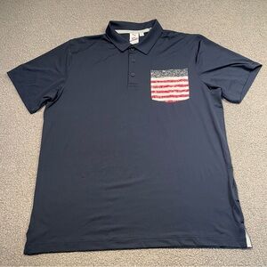 Puma Volition America Men’s Polo Shirt Large Navy Blue Patriotic Pocket NEW
